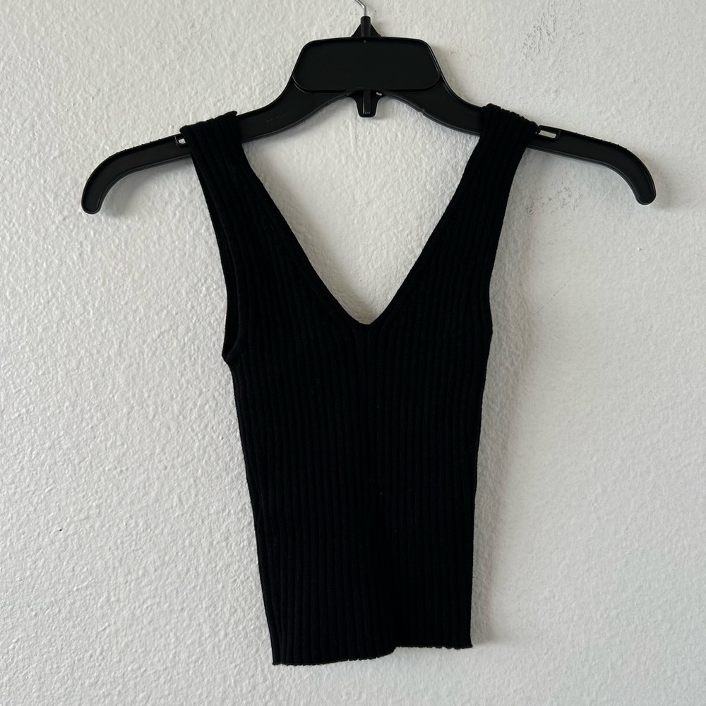 Madewell Black Ribbed Sleeveless Crop Top Size XS
